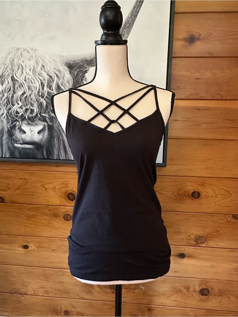 Maurices Black Strappy V-Neck Tank Top